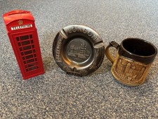 London Deko Dekoration Set Telefonzelle, Becher & Aschenbecher