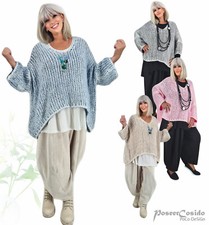 LAGENLOOK Pullover Pulli Überwurf rosa blau grau natur 46 48 50 52 54 56 58 XXXL