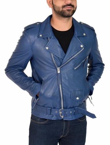 Herren blaues lederjacke 100 - blaues, 100%