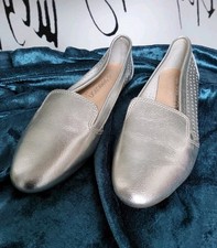 "BONPRIX" BALLERINAS/SLIPPER 36 SILBER+LOCH-DESIGN  LEICHT NEU‼️