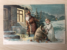 Ak Präge Weihnachtsmann mit Gold 1907