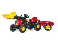 Rolly Toys Trettraktor mit Anhänger + Frontlader Kinderfahrzeug, Tretfahrzeug