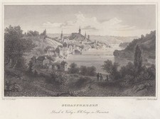 Schaffhausen Original Stahlstich Hablitschek 1850
