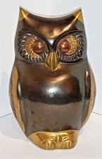 Eule Figur Skulptur Metall Messing? 3 farbig  11 cm vintage Indien