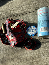 Sternzwirn 3 x weiß 3 x schwarz + Nähetui aus Oma's Zeiten, gebraucht