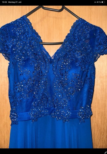 Damen abendkleid blau spitze - abendkleid,