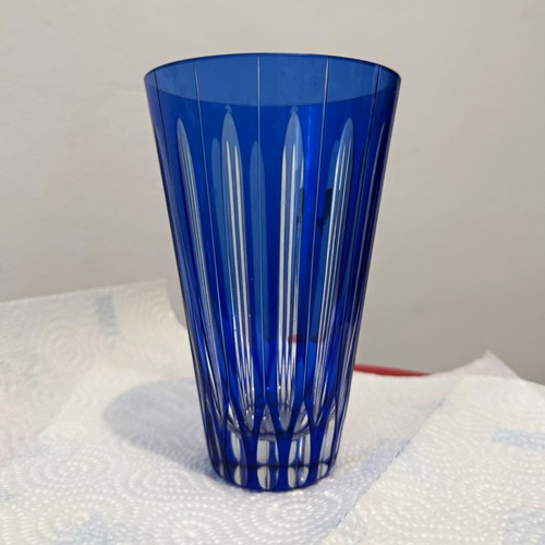 Blaues konische vase aus glas - vase,