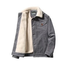 Herren Jacke Retro Cord Sherpa Trucker - Fell Fleece Gefüttert Klassisch Freizei