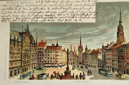München marienplatz altes - ak,