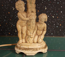 Tischlampe antik Engel Putten Kunstguss/Masse Belgien nur Fuß H 29 cm