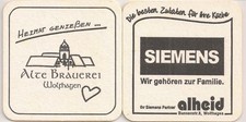 Alte Brauerei Wolfhagen  - alter Bierdeckel "Siemens Partner allheid"