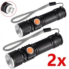 2x Superhelle Taschenlampe CREE LED 80000LM USB wiederaufladbare Fackel Batterie