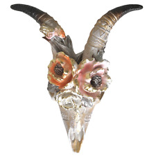 groß Wand Deko Figur Tierschädel Skelett Kopf Ziege Blumen Wanddekoration 5