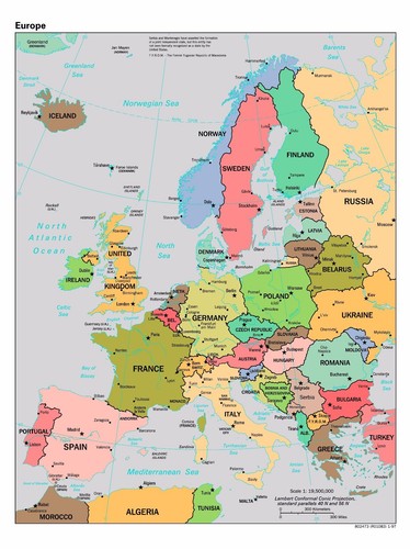 Vintage karte von - von, europa