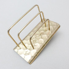 Papier Zettel Ablage Briefablage Briefständer Schreibtisch Messing 50er Jahre