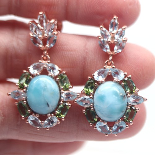 Larimar cabochon ohrhänger - larimar,