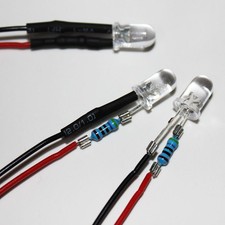 10 verkabelte LEDs 5mm 3V bis 24V LED verkabelt PC, RC, Kfz