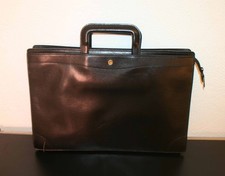 Goldpfeil Tasche, Vintage Aktentasche, Leder schwarz, Serie: Sport, Unisex, TOP