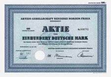 AG Reederei Norden Frisia 1971 Norderney Juist Spiekeroog 100 DM Ostfriesland #