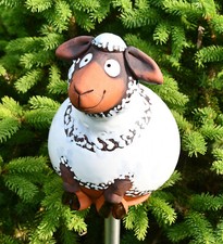 Keramik Gartenkugel Dekoration Statue Tier Schaf H17cm Midene Handgefertigt