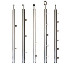 Edelstahl Pfosten mit Querstabhalter Geländer V2A Treppe 12mm Stab