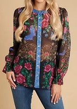 SCHIFFHAUER MUNICH® Bluse, Seitenschlitz Rundhalsausschnitt Größe 40