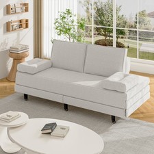 Schlafsofa 2-Sitzer Klappbett mit Lattenrost Wurfkissen Schlafcouch Polsterbett