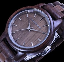 Leonardo Verrelli Damen Armband Frauen Uhr Echt Walnuss Holz Holzuhr braun