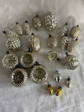 19 x alter Christbaumschmuck  Weihnachtssch. + 3 kleine Silber Kugel Nuss Zapfen