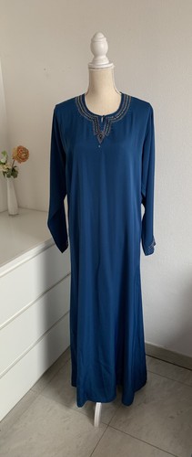 Petrol blaues langes kleid mit - petrol,