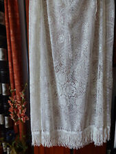 Gardine, creme, mit Muster, Faltenband und Fransen, 160 X 140 cm