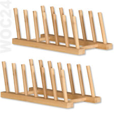 2 x Tellerständer Brettchenständer Bambus Holz Abtropfgestell Geschirrhalter