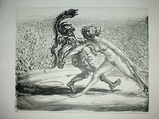 A. (Andreas) Paul Weber, Original Lithographie 1963, signiert, Mars und Venus