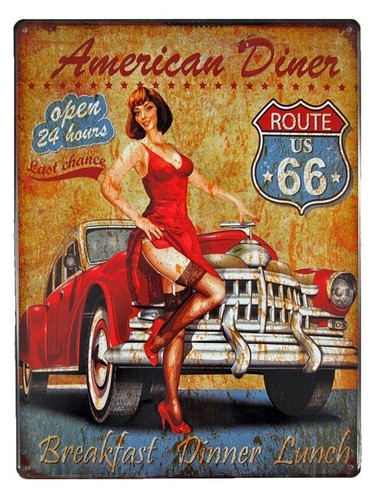 Blechschild route american - 66,