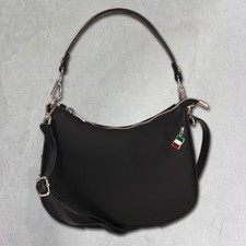 Florence Umhängetasche Damen Satteltasche Ösen Echtleder schwarz OTM809S