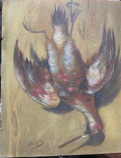 ::ÖLGEMÄLDE  SIGN. BRUNO RICHTER JAGDSTILLLEBEN VOGEL MIT ROTEN FEDERN