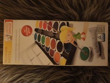 Deckfarbenkasten United Office 24 Farben mit Naturholzpinsel Ovp