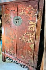 Asiatischer Hochzeitsschrank / Ornament / Metallbeschläge / Chinesisch