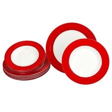 12tlg Tafelservice Variant Rot Porzellan 6 Personen Speiseteller Suppenteller 