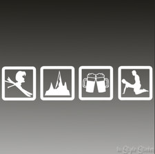 Aufkleber Ski Berge Party Fun