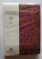 Maison Strauss 2-tlg. Bettwäsche Wendebettwäsche Satin 155x220 mehrfarbig NEU