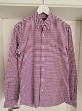 Ralph Lauren Hemd Langarm blau weiß kariert SLIM FIT Stretch Oxford Größe S