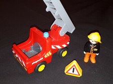 Feuerwehrauto 6716 Playmobil 123 komplett Feuerwehrmann Leiter Verkehrsschild