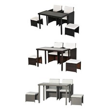 Polyrattan Sitzgruppe 11 tlg. Garnitur Essgruppe Gartenset Garten Kissen