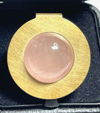 Groß 750 Gold 18 K Gold NIESSING Gleiter Schieber Rosenquarz Anhänger Juwelier