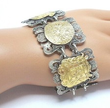23. starkes Vintage Bicolor Maya Armband Motiv Tafeln Mexiko 925er Silber massiv