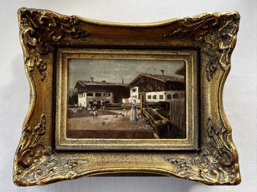 Antikes ölgemälde miniatur - antikes,