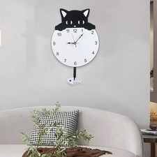 Pendel-Wanduhr mit Katzenmotiv, dekorativ für Schlafzimmer, Kinderzimmer