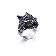 Edelstahl Wolfskopf-Ring, Vintage-Look, Herrenring, Wikinger Stil, Gothic, Biker
