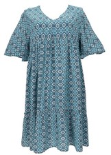 Boho Kurzarm Sommerkleid, Maxikleid, Strandkleid, plus size Sommerkleid - blau